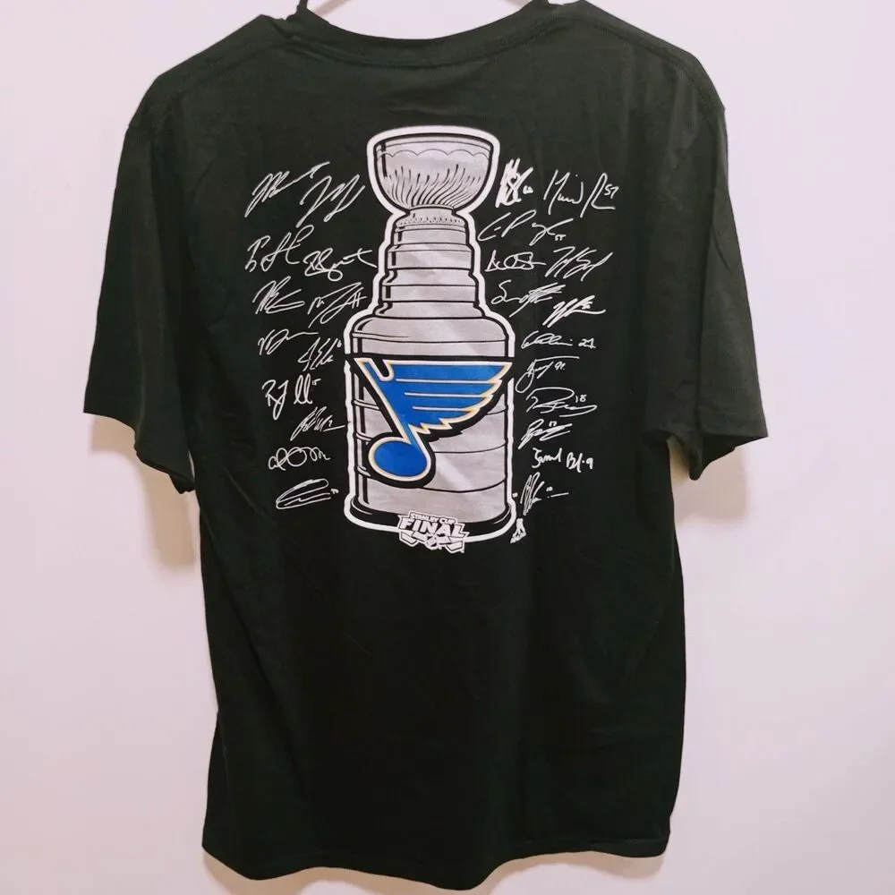 St. Louis Blues 2019 Stanley Cup Champions Fanatics T-shirt M  NHL Signatures